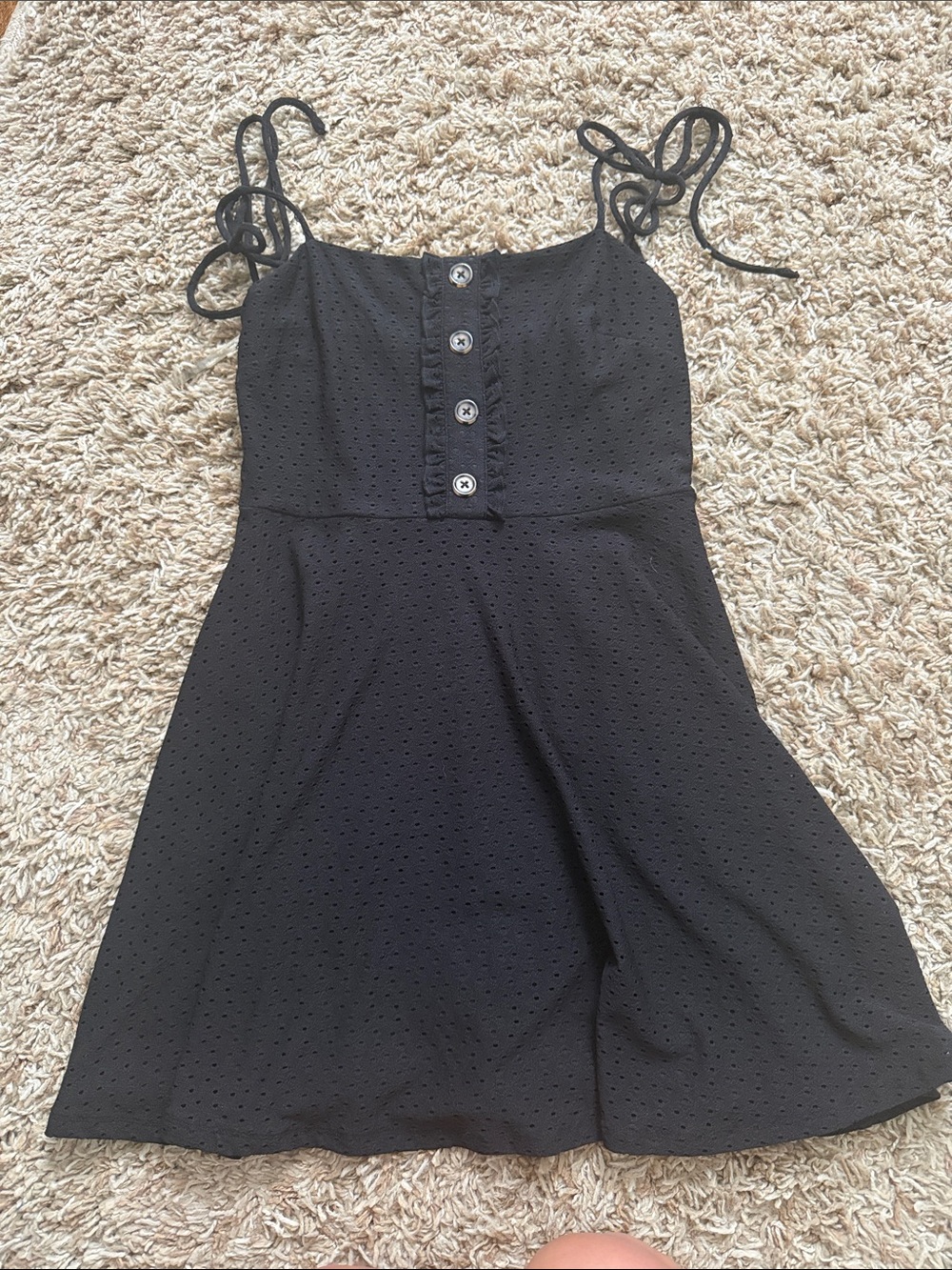 Speechless Black Eyelet Mini Dress with Tie Straps